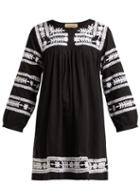 Matchesfashion.com Muzungu Sisters - Taj Hand Embroidered Cotton Mini Dress - Womens - Black White