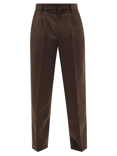 Another Aspect - Pleated Wool-blend Trousers - Mens - Brown