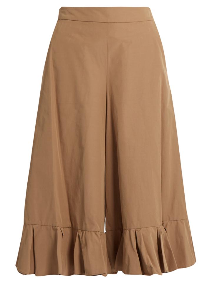 Muveil Ruffled-hem Poplin Culottes