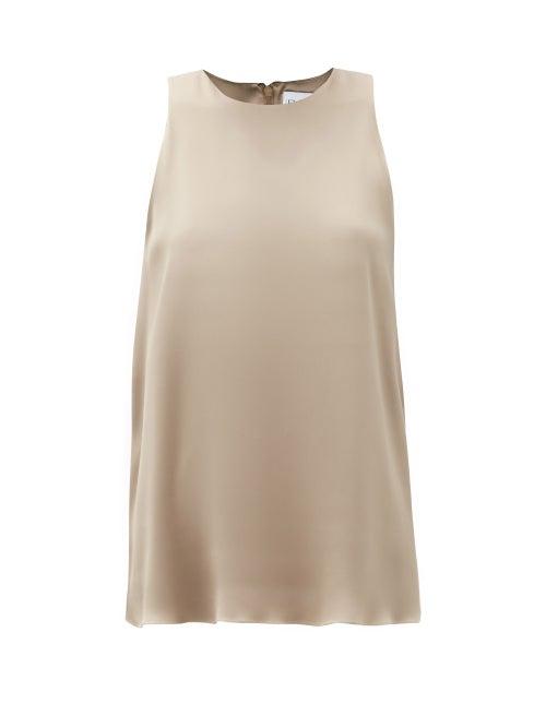 Matchesfashion.com Raey - Cut-away Shoulder Silk-satin Top - Womens - Grey