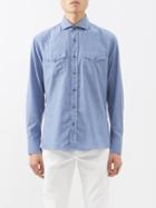 Brunello Cucinelli - Flap-pocket Cotton Shirt - Mens - Blue