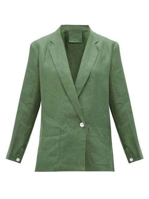 Matchesfashion.com Loup Charmant - Saint Denis Single Breasted Linen Blazer - Womens - Green