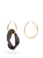Matchesfashion.com Completedworks - Mismatched 18kt Gold Plated Hoop Earrings - Womens - Black