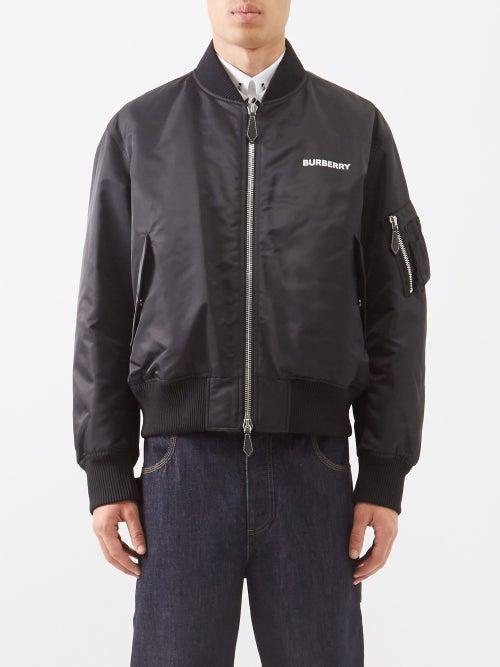 Burberry - Logo-print Shell Bomber Jacket - Mens - Navy