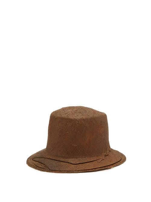 Matchesfashion.com Reinhard Plank Hats - Winkled Straw Bucket Hat - Womens - Brown