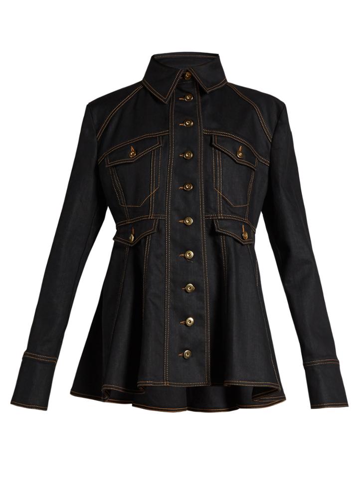 Ellery Bonnie Fluted-hem Denim Jacket