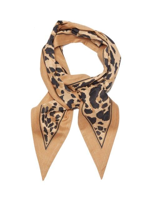 Matchesfashion.com Zimmermann - Leopard Print Cotton Poplin Slim Scarf - Womens - Leopard