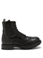 Alexander Mcqueen - Brogued Leather Chelsea Boots - Mens - Black