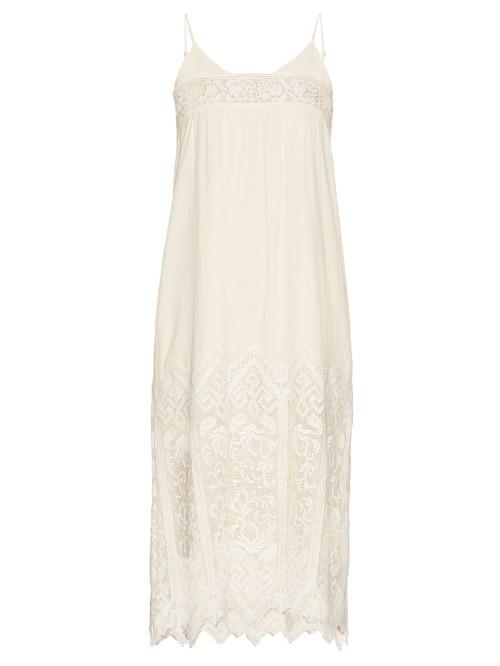 Sea Embroidered-lace Midi Slip Dress