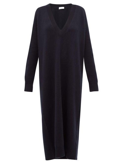 Matchesfashion.com Raey - Deep V Neck Cashmere Dress - Womens - Navy