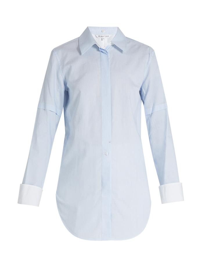 Helmut Lang Ticking-striped Tuxedo Cotton Shirt