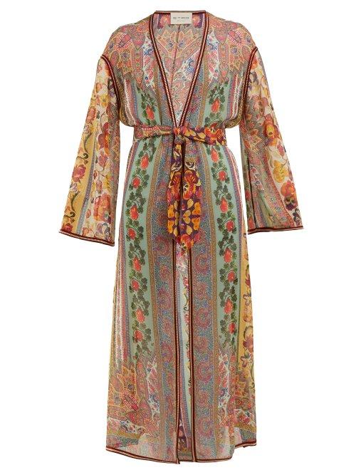 Matchesfashion.com Etro - Suzanne Floral Print Silk Kaftan - Womens - Pink Multi