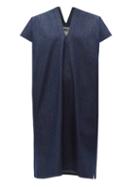 Matchesfashion.com Mm6 Maison Margiela - V Neck Raw Denim Dress - Womens - Denim