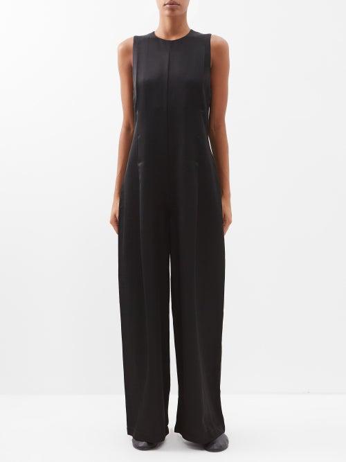 Co - Sleeveless Satin Wide-leg Jumpsuit - Womens - Black