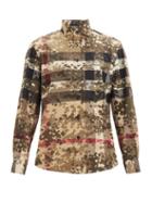 Matchesfashion.com Burberry - Criston Checked Camo-print Cotton-blend Shirt - Mens - Beige Multi