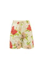Ganni - Smiley Floral-print Drawstring Shorts - Womens - Multi