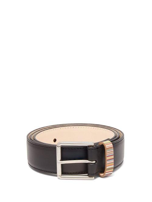 Matchesfashion.com Paul Smith - Signature Striped Keeper Leather Belt - Mens - Black