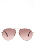Matchesfashion.com Victoria Beckham - Aviator Half-rim Metal Sunglasses - Womens - Gold
