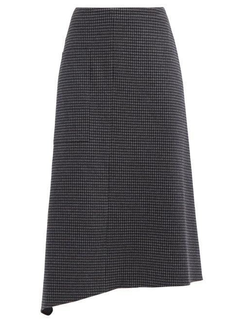 Matchesfashion.com Tibi - Camille Checked Wrap Skirt - Womens - Grey