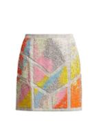 Matchesfashion.com Germanier - Bead Embellished Twill Mini Skirt - Womens - Multi