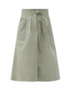 Matchesfashion.com A.p.c. - Caroline Belted Cotton-blend Gabardine Midi Skirt - Womens - Green