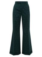 Matchesfashion.com Gucci - Gg Pinstripe Wool Twill Flared Trousers - Womens - Green Multi