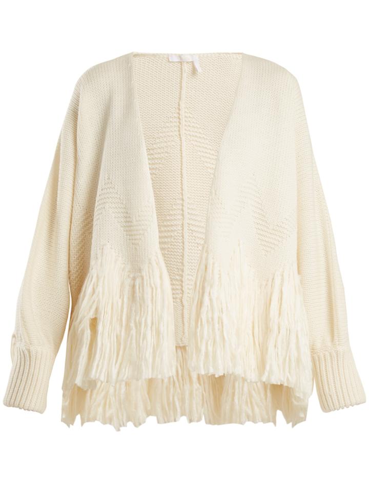 Chloé Shaggy-fringed Short Cardigan