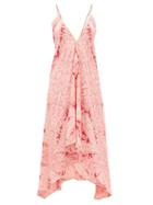 Matchesfashion.com Etro - V-neck Paisley-print Crepe Midi Dress - Womens - Pink Print