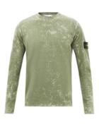 Stone Island - Logo-patch Splatter-dyed Cotton Sweatshirt - Mens - Green