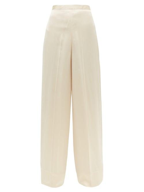 Matchesfashion.com Jil Sander - High Rise Satin Wide Leg Trousers - Womens - Light Pink