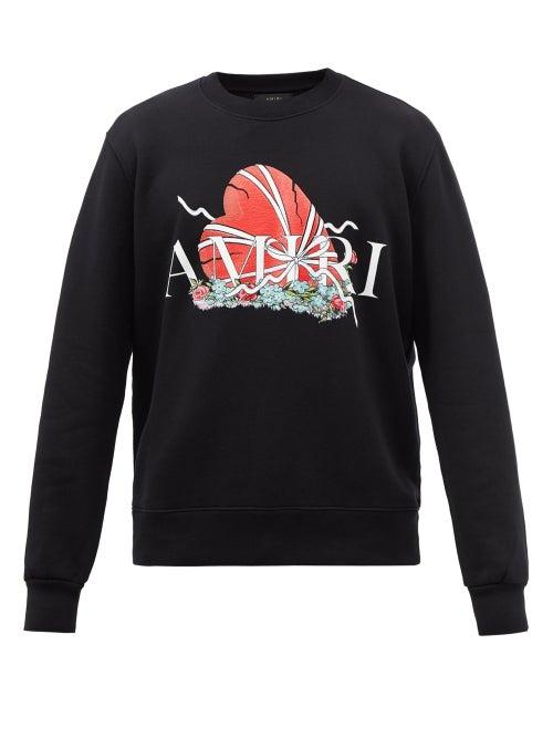 Amiri - Broken Heart-print Cotton-jersey Sweatshirt - Mens - Black