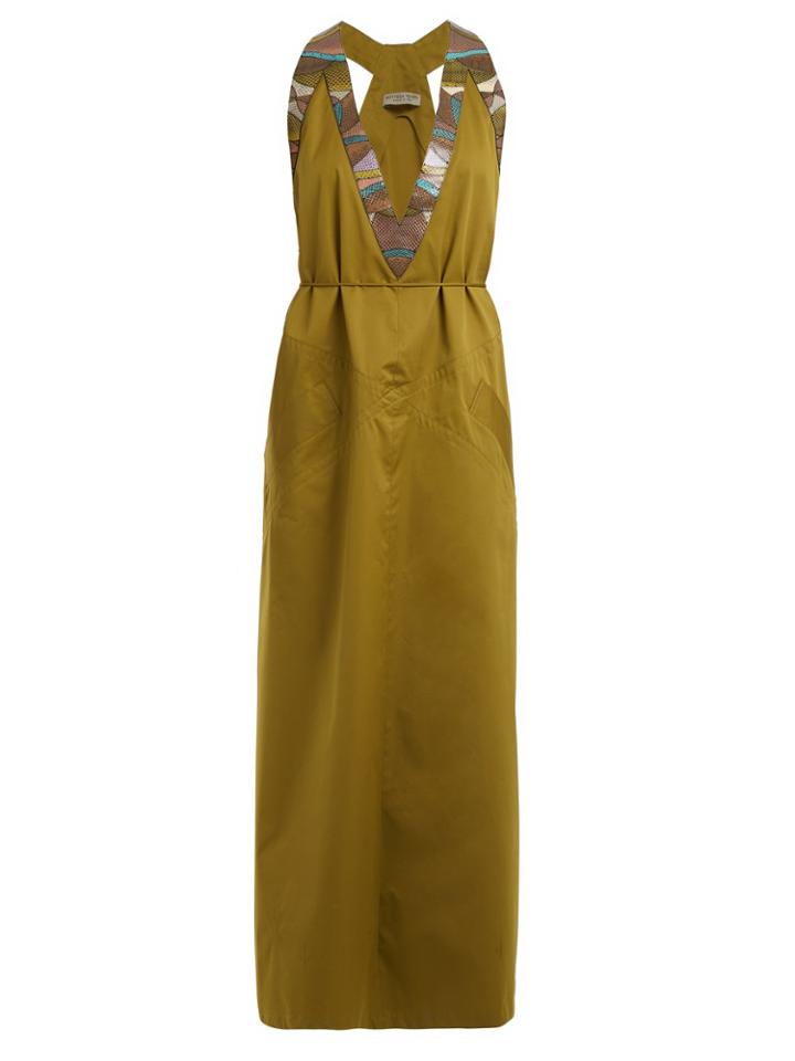 Bottega Veneta Tie-waist V-neck Cotton-blend Dress