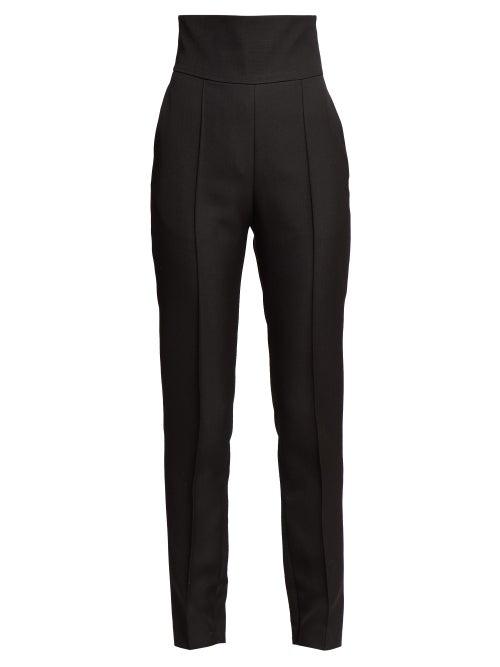 Matchesfashion.com Alexandre Vauthier - High Rise Slim Leg Twill Trousers - Womens - Black