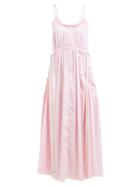 Matchesfashion.com Lee Mathews - Elsie Gathered Cotton Blend Maxi Dress - Womens - Pink