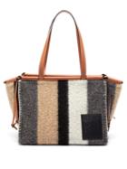 Matchesfashion.com Loewe - Cushion Striped Felt And Leather Tote Bag - Womens - Black Grey