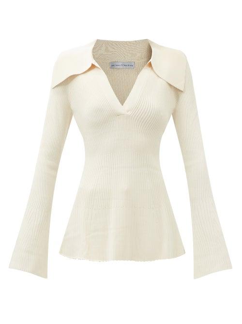 Palmer/harding Palmer//harding - Fracture V-neck Ribbed Sweater - Womens - Ivory