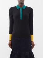 Cefinn - Josie Collared Merino-wool Sweater - Womens - Black Green