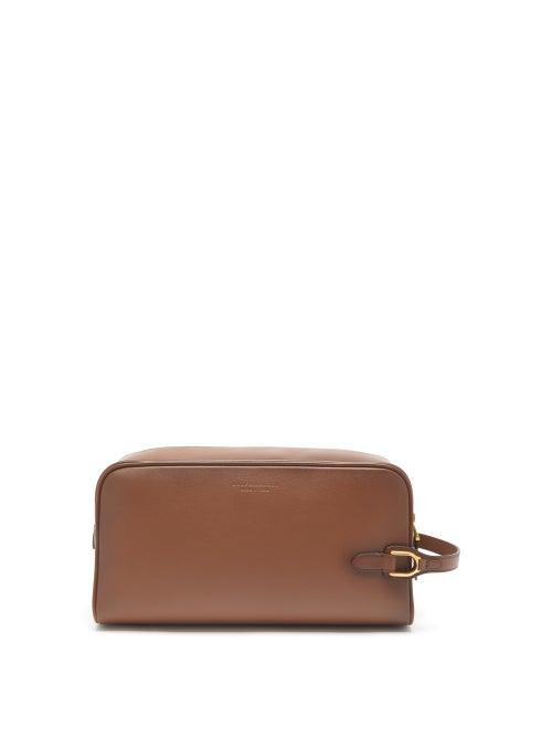 Ralph Lauren Purple Label - Darwin Patinated-leather Travel Pouch - Mens - Brown