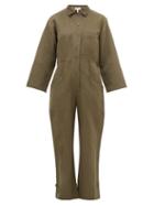 Matchesfashion.com Apiece Apart - Ares Linen And Cotton Blend Twill Jumpsuit - Womens - Khaki