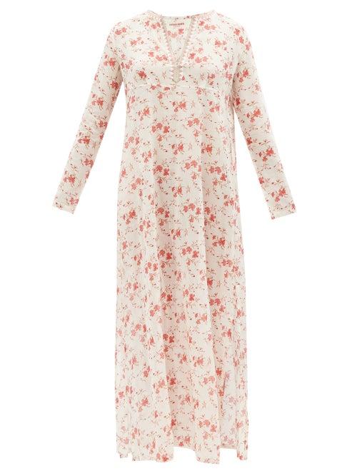Emporio Sirenuse - Cappa Floral-print Cotton Kaftan - Womens - Pink Floral