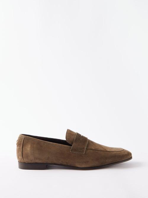 Bougeotte - Flneur Suede Loafers - Mens - Beige Grey