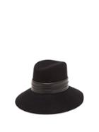 Matchesfashion.com Saint Laurent - Leather Trimmed Rabbit Felt Hat - Womens - Black