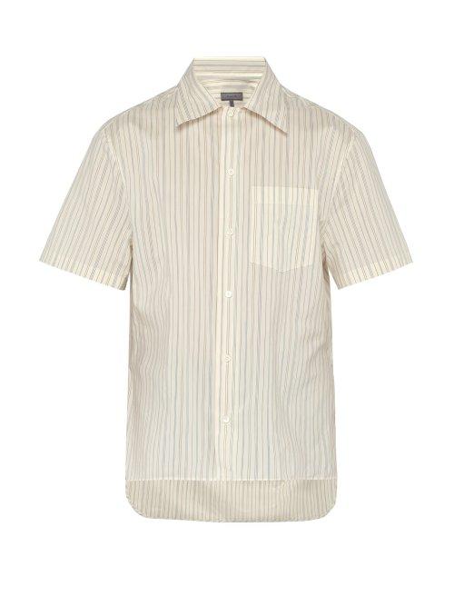 Matchesfashion.com Lanvin - Striped Cotton And Silk Blend Shirt - Mens - Beige