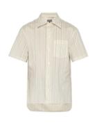 Matchesfashion.com Lanvin - Striped Cotton And Silk Blend Shirt - Mens - Beige
