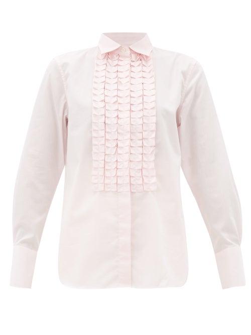 Matchesfashion.com Officine Gnrale - Laeticia Ruffled Cotton-poplin Shirt - Womens - Light Pink