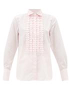 Matchesfashion.com Officine Gnrale - Laeticia Ruffled Cotton-poplin Shirt - Womens - Light Pink