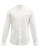 Mens Rtw Polo Ralph Lauren - Custom-fit Logo-embroidered Cotton-chambray Shirt - Mens - White