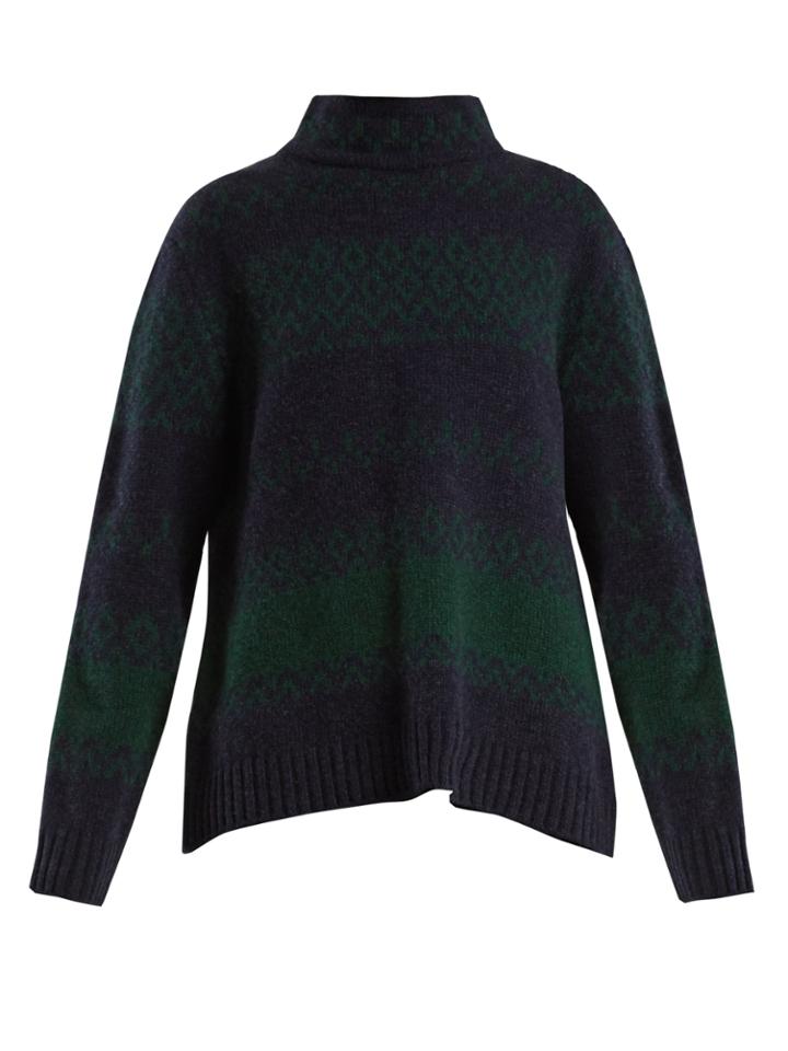 A.p.c. Saskia Funnel-neck Fair-isle Wool-blend Sweater