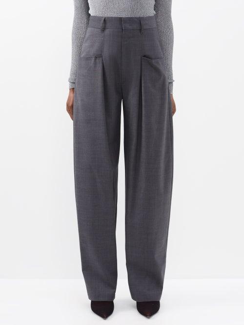 Isabel Marant - Piavetea Pleated Wool-blend Tapered Trousers - Womens - Grey