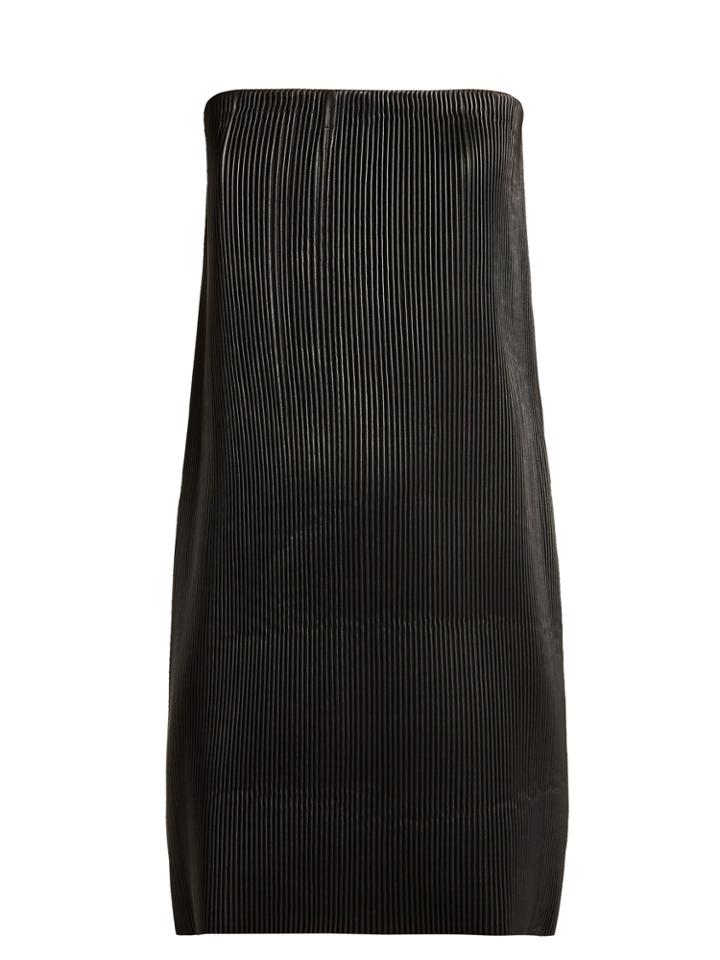 Versace Strapless Pleated Leather Mini Dress